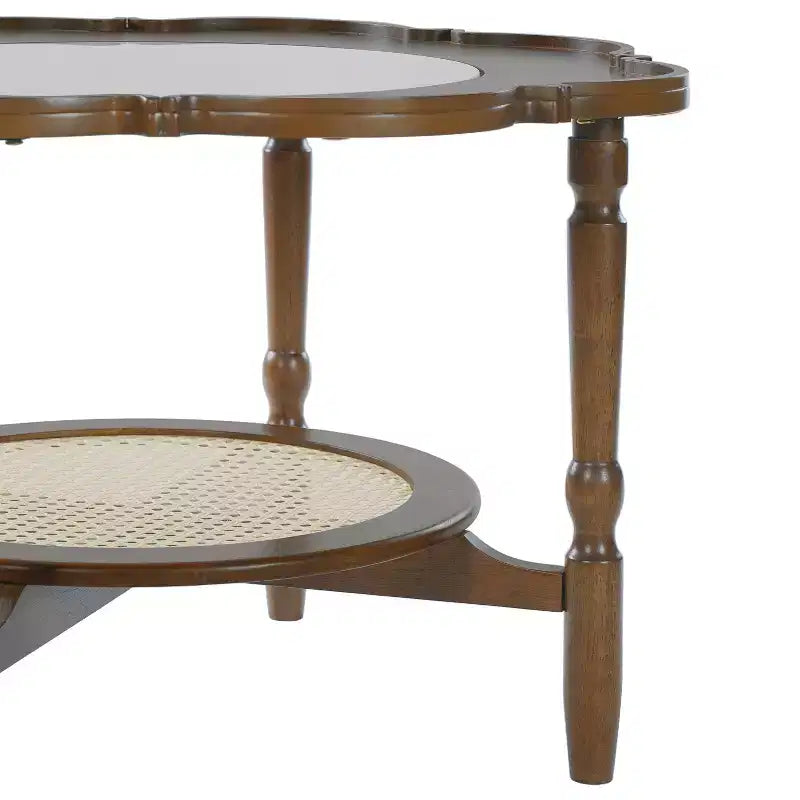 Table basse en rotin vintage