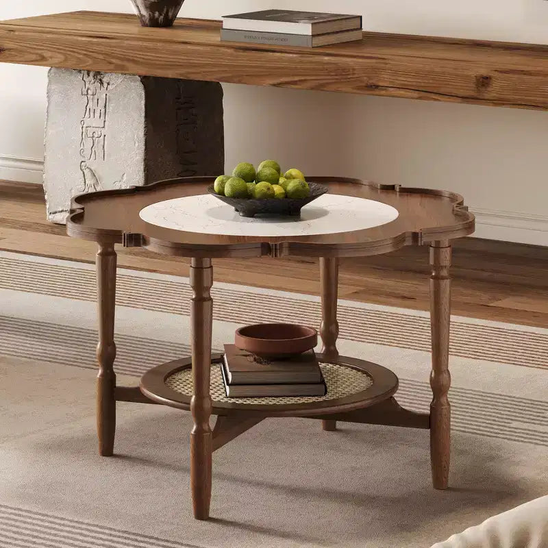 Table basse en rotin vintage