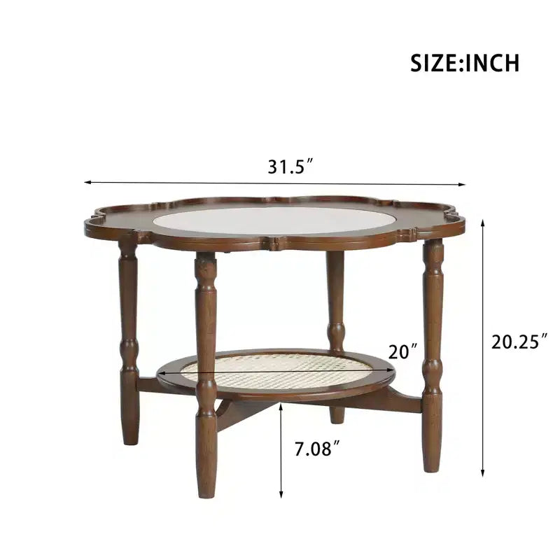 Table basse en rotin vintage