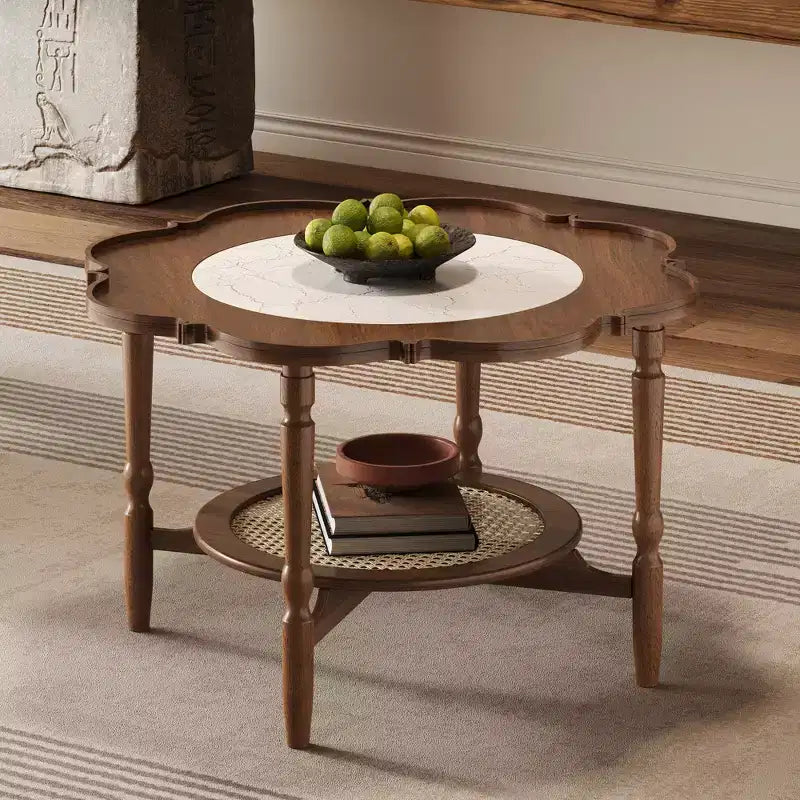 Table basse en rotin vintage