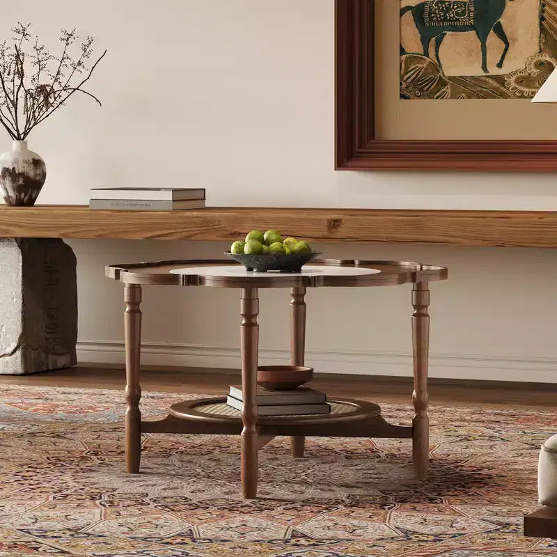 Table basse en rotin vintage