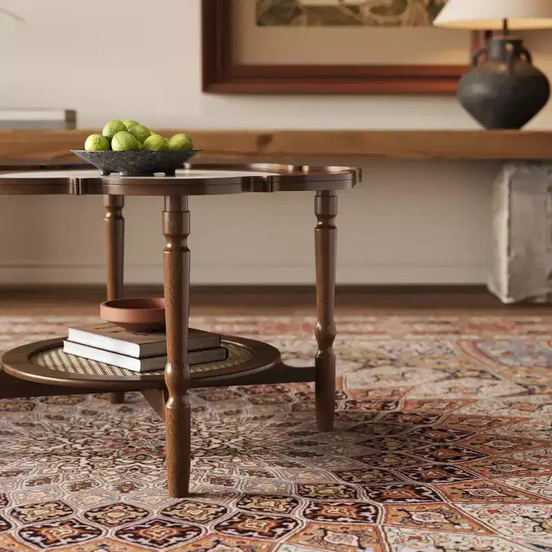 Table basse en rotin vintage