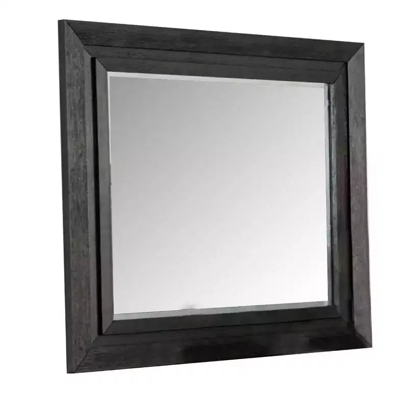 Miroir de commode, bois massif noir, silhouette rectangulaire