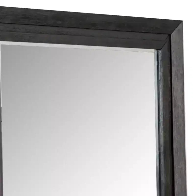 Miroir de commode, bois massif noir, silhouette rectangulaire