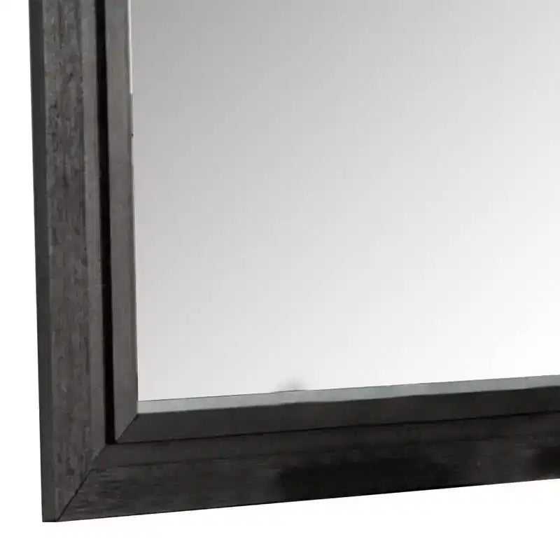 Miroir de commode, bois massif noir, silhouette rectangulaire