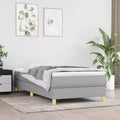 Bed Frame Light Gray Polyester Plywood Engineered Wood Twin XL