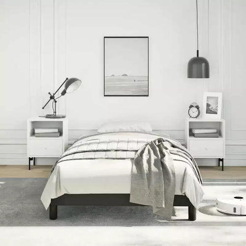 Bed Frame Black Faux leather Plywood Engineered wood Twin XL