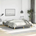 Bed Frame Light Gray Polyester Plywood Engineered Wood Full