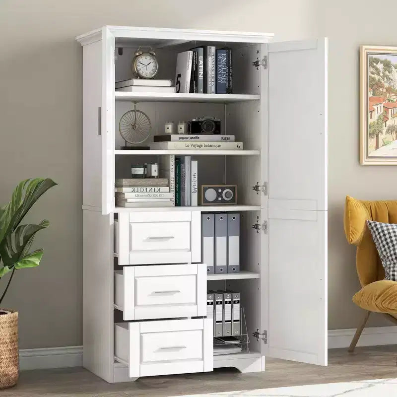 Meuble de rangement haut et large blanc