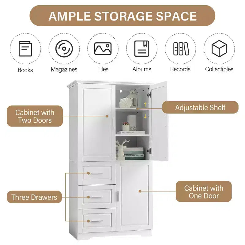 Meuble de rangement haut et large blanc