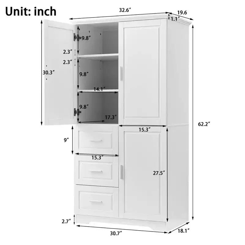 Meuble de rangement haut et large blanc