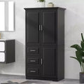 MAYEERTY White Tall Wide Storage Cabinet with Doors 3 Drawers for Bathroom Office