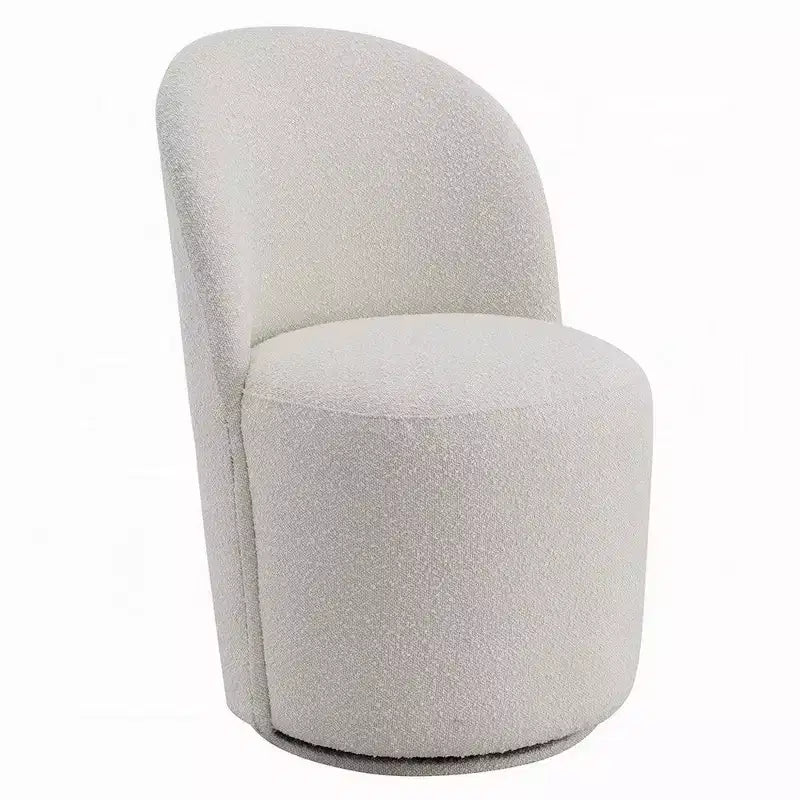 Fauteuil d'appoint pivotant à 360 degrés en tissu bouclé blanc cassé