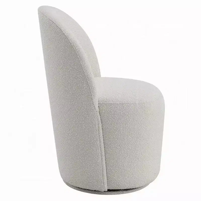 Fauteuil d'appoint pivotant à 360 degrés en tissu bouclé blanc cassé