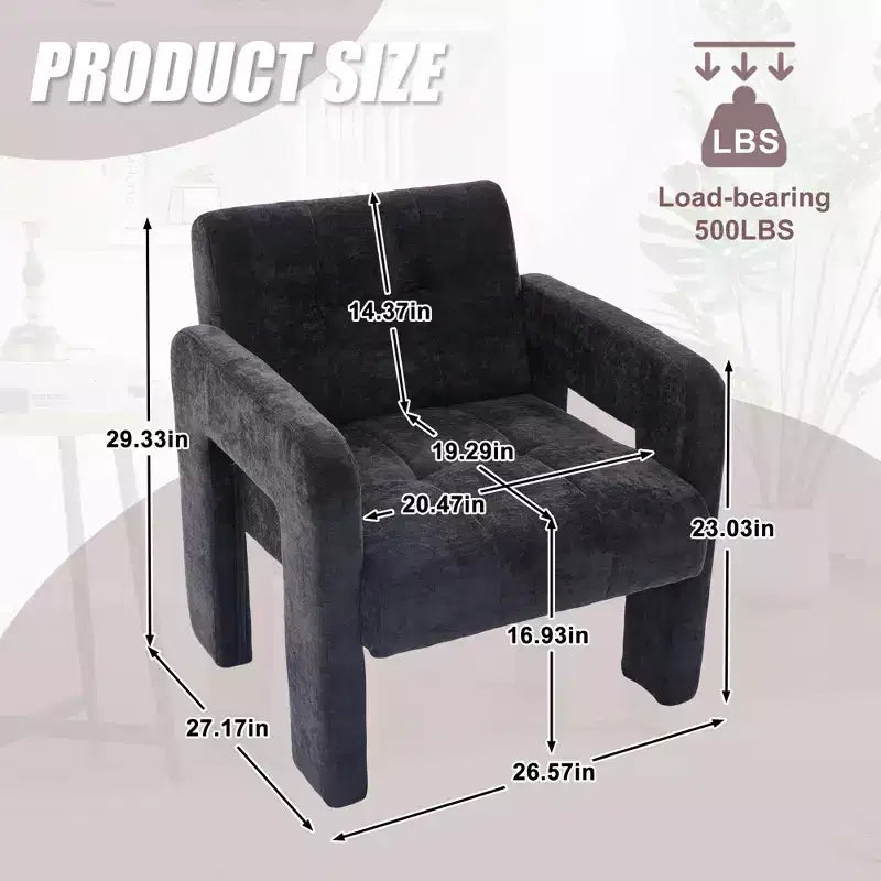 Fauteuil d'appoint Louver moderne en bois et en chenille