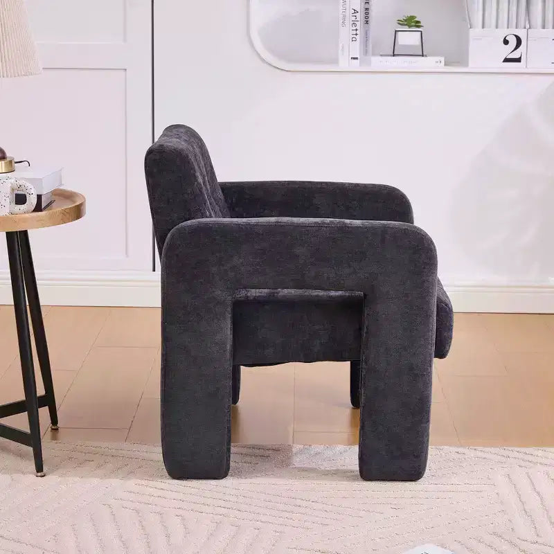 Fauteuil d'appoint Louver moderne en bois et en chenille