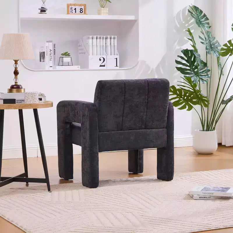 Fauteuil d'appoint Louver moderne en bois et en chenille