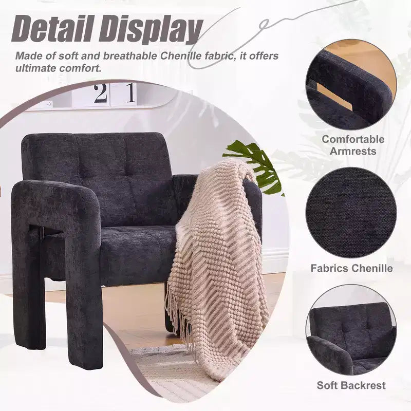 Fauteuil d'appoint Louver moderne en bois et en chenille