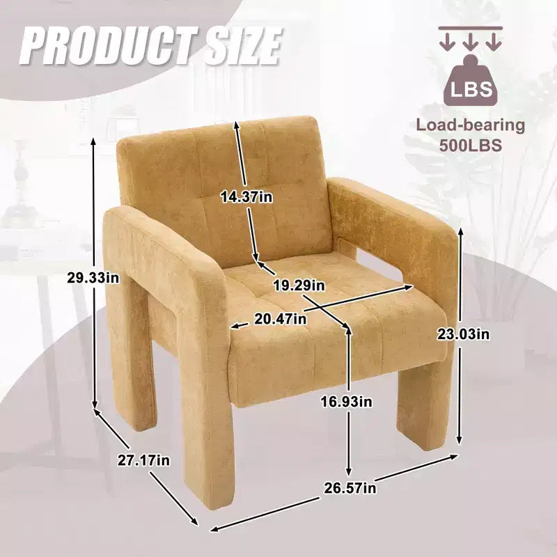 Fauteuil d'appoint Louver moderne en bois et en chenille