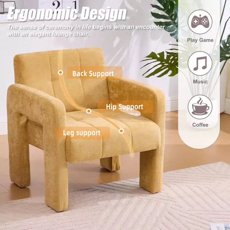 Fauteuil d'appoint Louver moderne en bois et en chenille