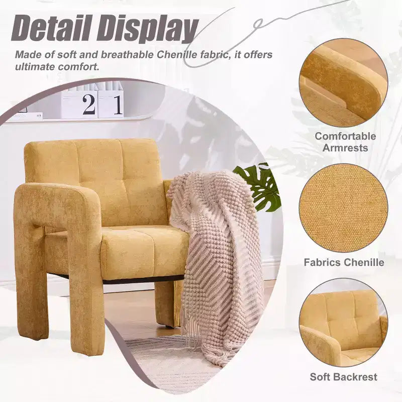 Fauteuil d'appoint Louver moderne en bois et en chenille