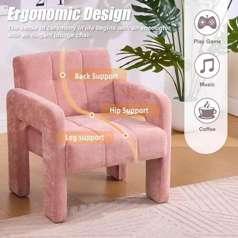 Fauteuil d'appoint Louver moderne en bois et en chenille
