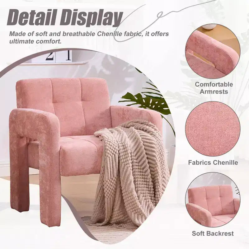 Fauteuil d'appoint Louver moderne en bois et en chenille