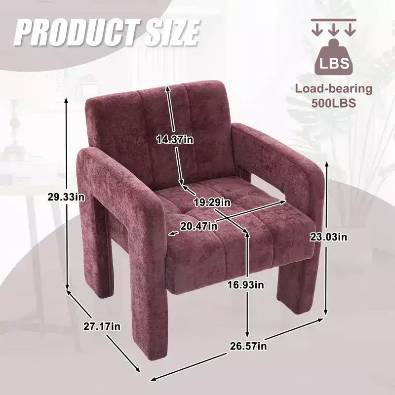 Fauteuil d'appoint Louver moderne en bois et en chenille