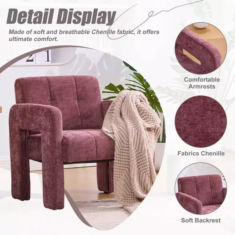 Fauteuil d'appoint Louver moderne en bois et en chenille