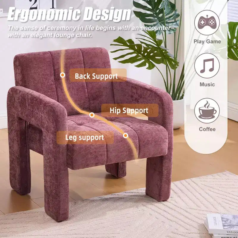 Fauteuil d'appoint Louver moderne en bois et en chenille