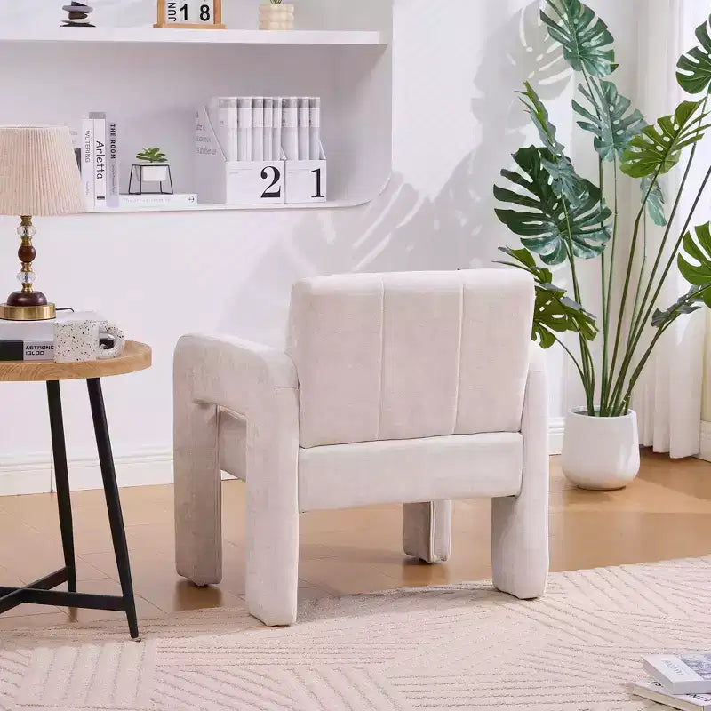 Fauteuil d'appoint Louver moderne en bois et en chenille