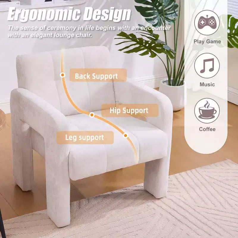 Fauteuil d'appoint Louver moderne en bois et en chenille