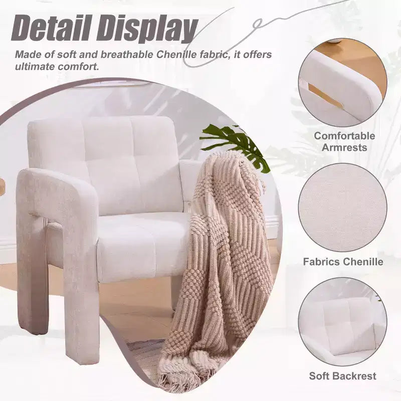 Fauteuil d'appoint Louver moderne en bois et en chenille