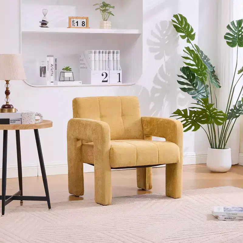 Fauteuil d'appoint Louver moderne en bois et en chenille