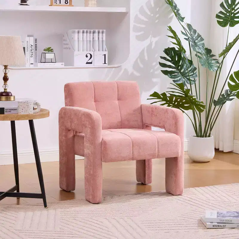 Fauteuil d'appoint Louver moderne en bois et en chenille