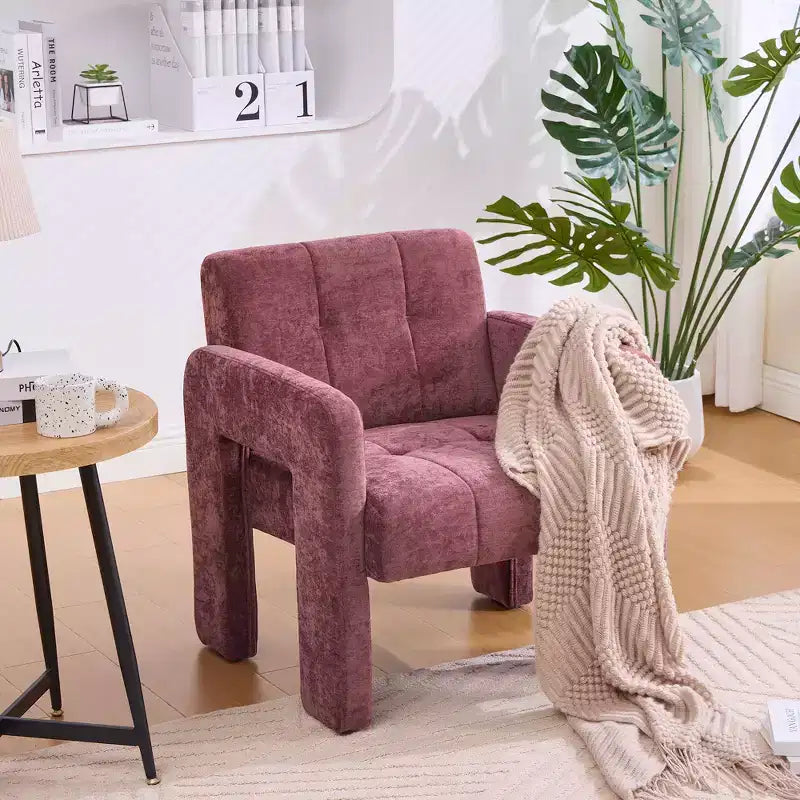 Fauteuil d'appoint Louver moderne en bois et en chenille