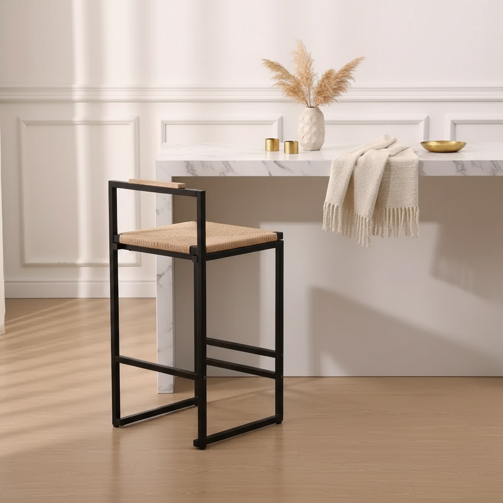 Tabourets de bar en corde tressée