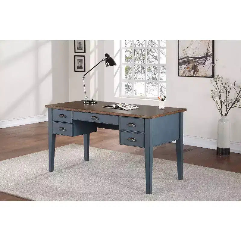 Bureau de direction demi-piédestal Campagne bleu