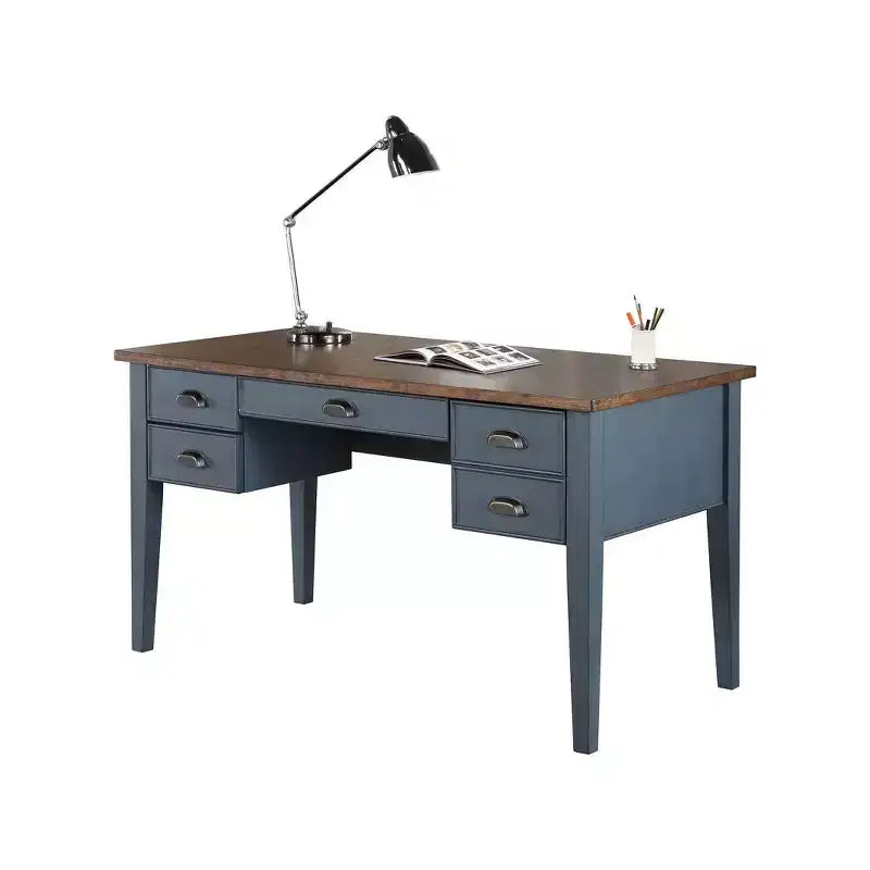 Bureau de direction demi-piédestal Campagne bleu