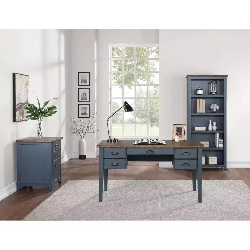 Bureau de direction demi-piédestal Campagne bleu