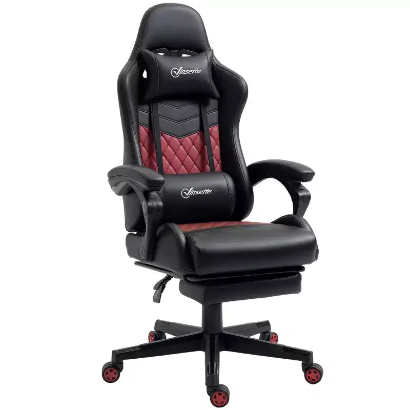 Vinsetto Racing Gaming Chair Diamond PU Leather Office Gamer Chair High Back Swivel Recliner with Footrest Lumbar Support Adjustable Height