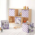 Boîte de rangement en tissu floral aquarelle violet/gris