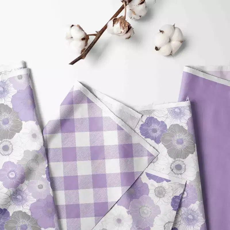 Boîte de rangement en tissu floral aquarelle violet/gris