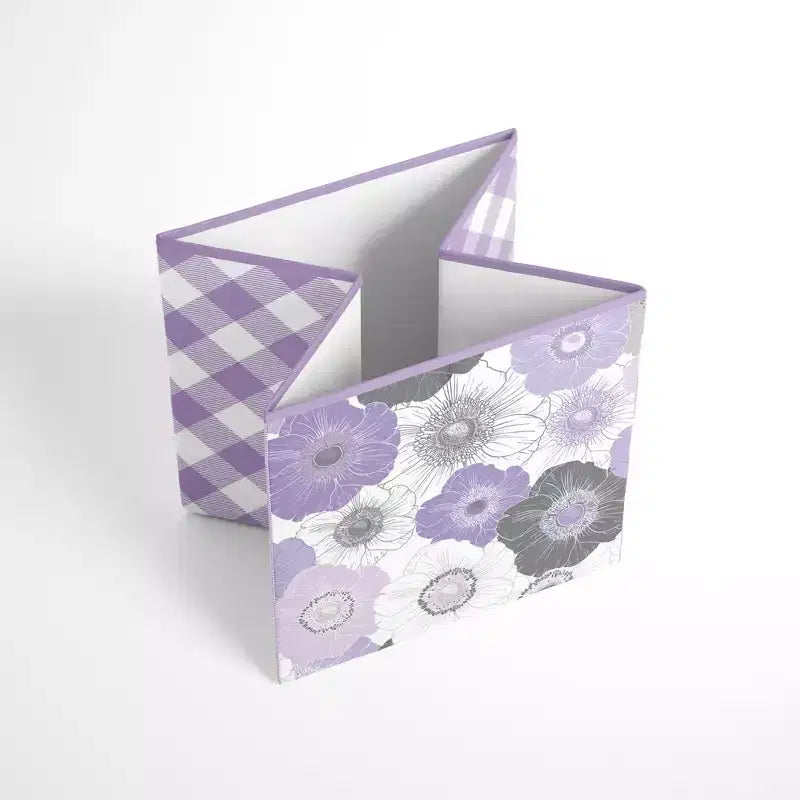 Boîte de rangement en tissu floral aquarelle violet/gris