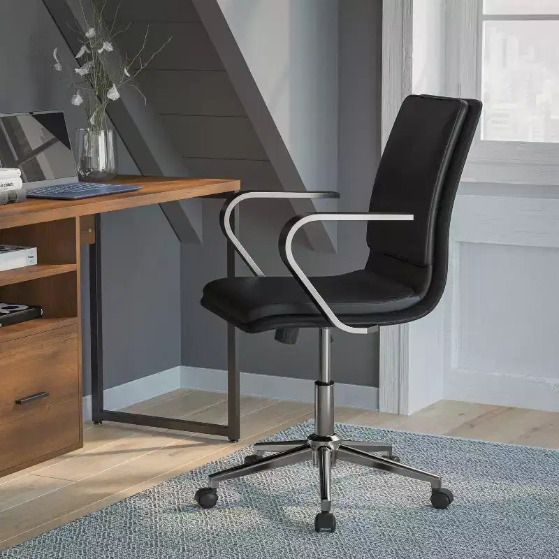 Chaise de bureau de direction rembourrée à dossier mi-haut