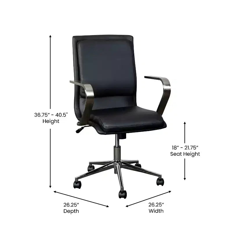 Chaise de bureau de direction rembourrée à dossier mi-haut
