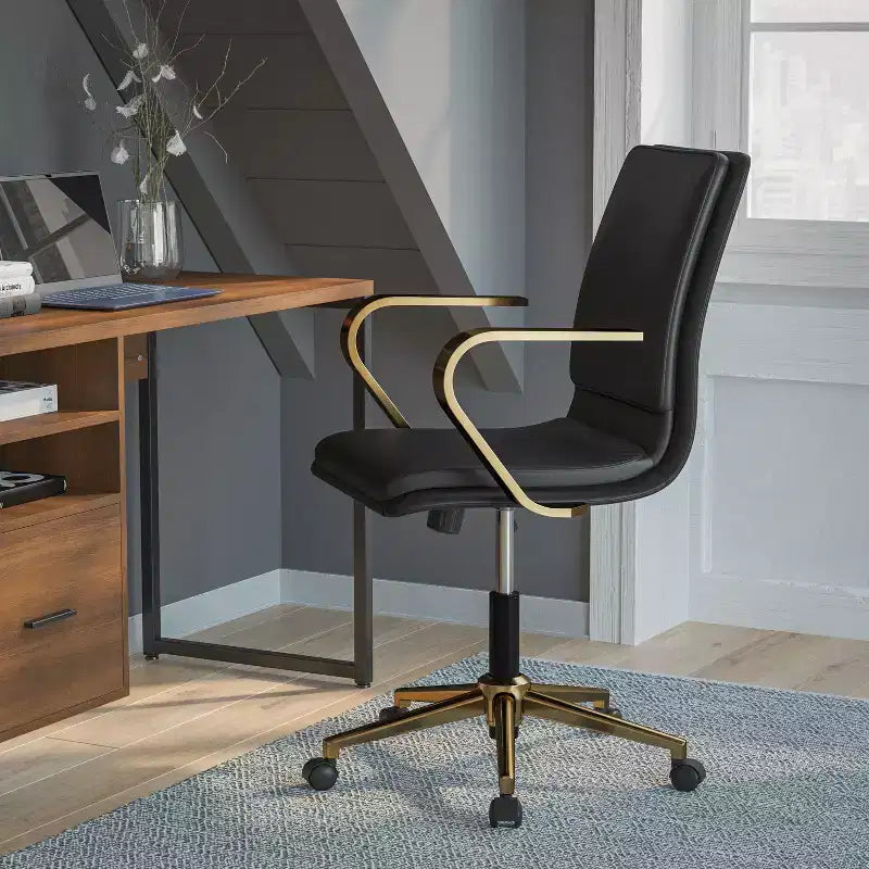 Chaise de bureau de direction rembourrée à dossier mi-haut