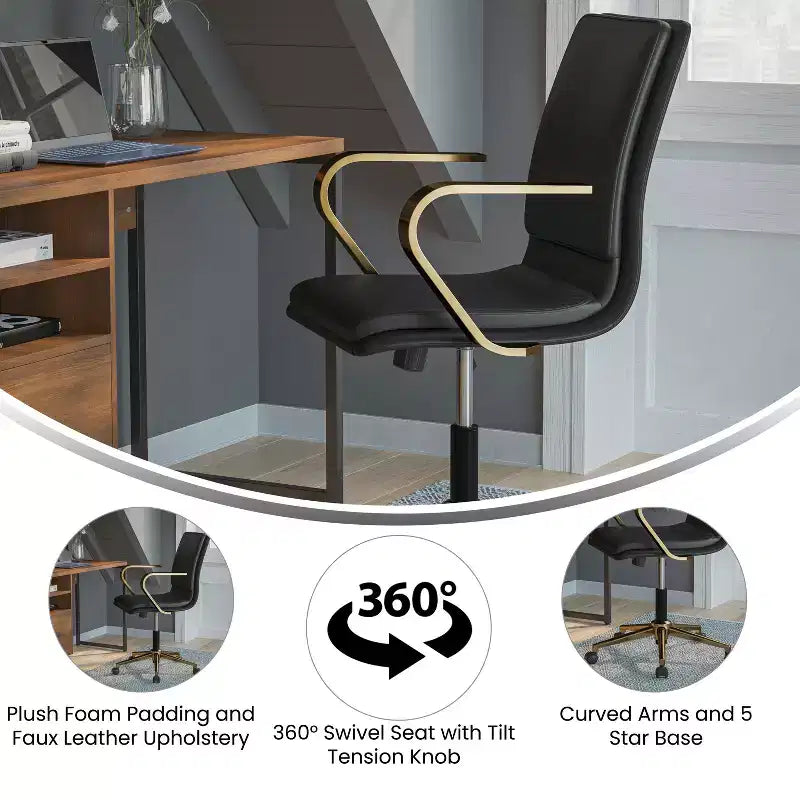 Chaise de bureau de direction rembourrée à dossier mi-haut