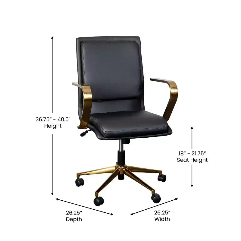 Chaise de bureau de direction rembourrée à dossier mi-haut