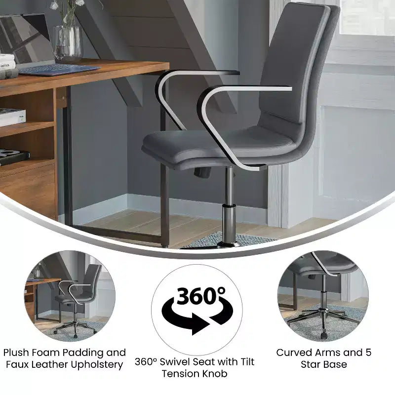 Chaise de bureau de direction rembourrée à dossier mi-haut
